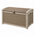 Aufbewahrungsbox 120 x 61 x 63 cm Kunststoff Taupe in Rattanoptik für Garten und Terrasse