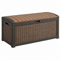 Auflagenbox 120 x 54 x 57 cm Kunststoff Braun - wetterbeständige Garten-Aufbewahrungstruhe