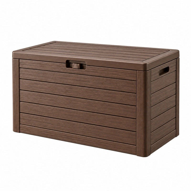 Garten-Aufbewahrungsbox 120 x 60 x 60 cm Kunststoff Braun mit Deckel