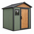 Gartenhaus 200 x 150 x 210 cm aus Stahl in Grün Braun mit Satteldach