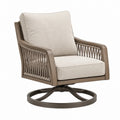Drehsessel 82 x 78 x 88 cm in Taupe und Braun mit Seilgeflecht für Terrasse