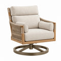 Drehsessel 85 x 90 x 98 cm aus Holz und Seilgeflecht in Beige mit Drehfuß