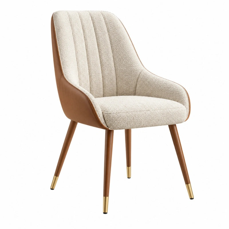 Esszimmerstuhl 56 x 61 x 88 cm in Beige Braun mit Bouclé Bezug und Armlehnen