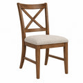 Esszimmerstuhl 46 x 55 x 95 cm Holz Braun mit gepolsterter Stoff-Sitzfläche im Landhausstil