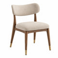 Polsterstuhl 55 x 58 x 78 cm Holz Beige für Esszimmer mit gepolsterter Rückenlehne