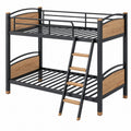 Etagenbett 90 x 200 cm aus Stahl und Holz Schwarz/Natur mit Leiter